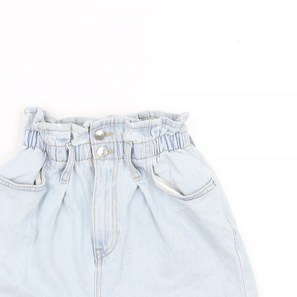 New Look Womens Blue  Denim Paperbag Shorts Size 6