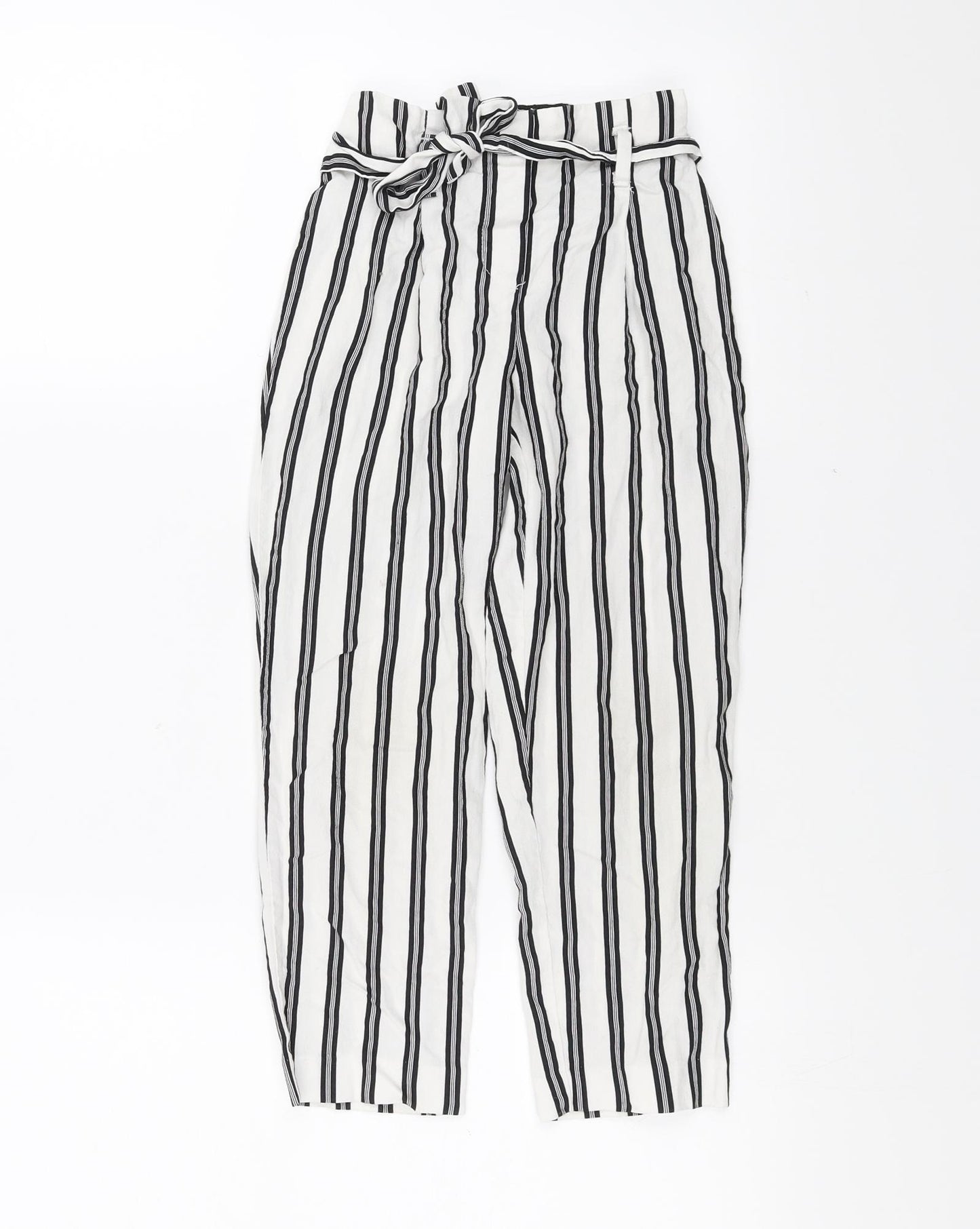 River Island Girls White Striped   Trousers Size 8 Years - tie Waist Detail