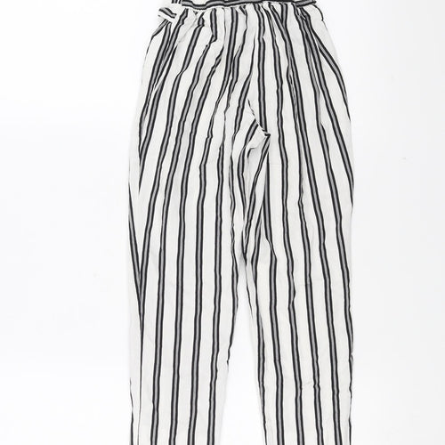 River Island Girls White Striped   Trousers Size 8 Years - tie Waist Detail