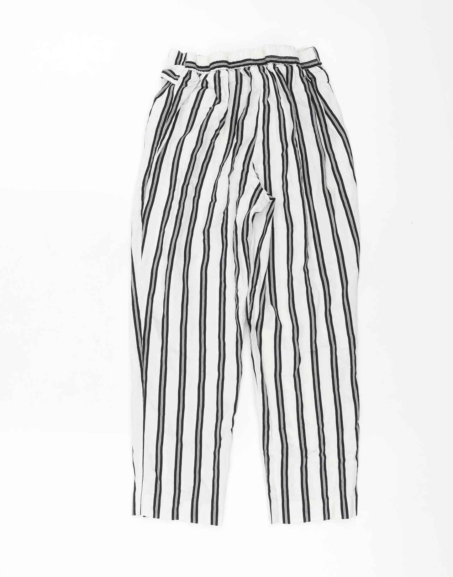 River Island Girls White Striped   Trousers Size 8 Years - tie Waist Detail