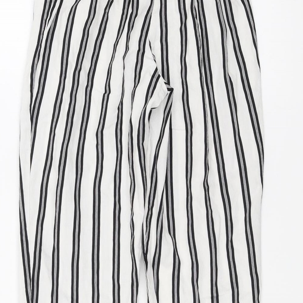 River Island Girls White Striped   Trousers Size 8 Years - tie Waist Detail