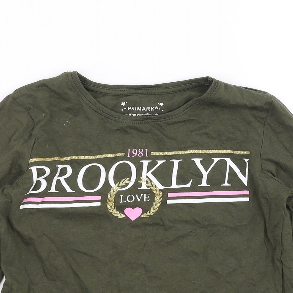 Primark Girls Green   Basic T-Shirt Size 9-10 Years  - brooklyn