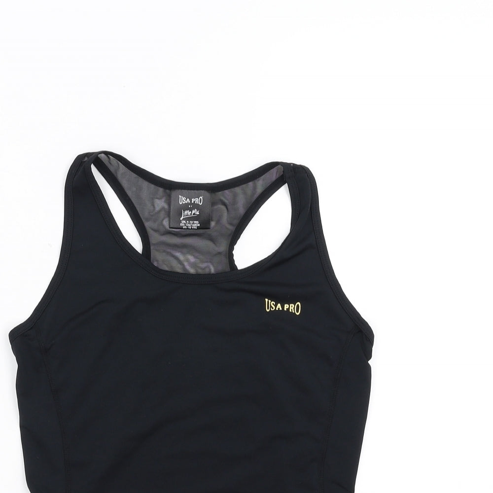 USA Pro Girls Black   Basic Tank Size 9-10 Years  - little mix, activewear