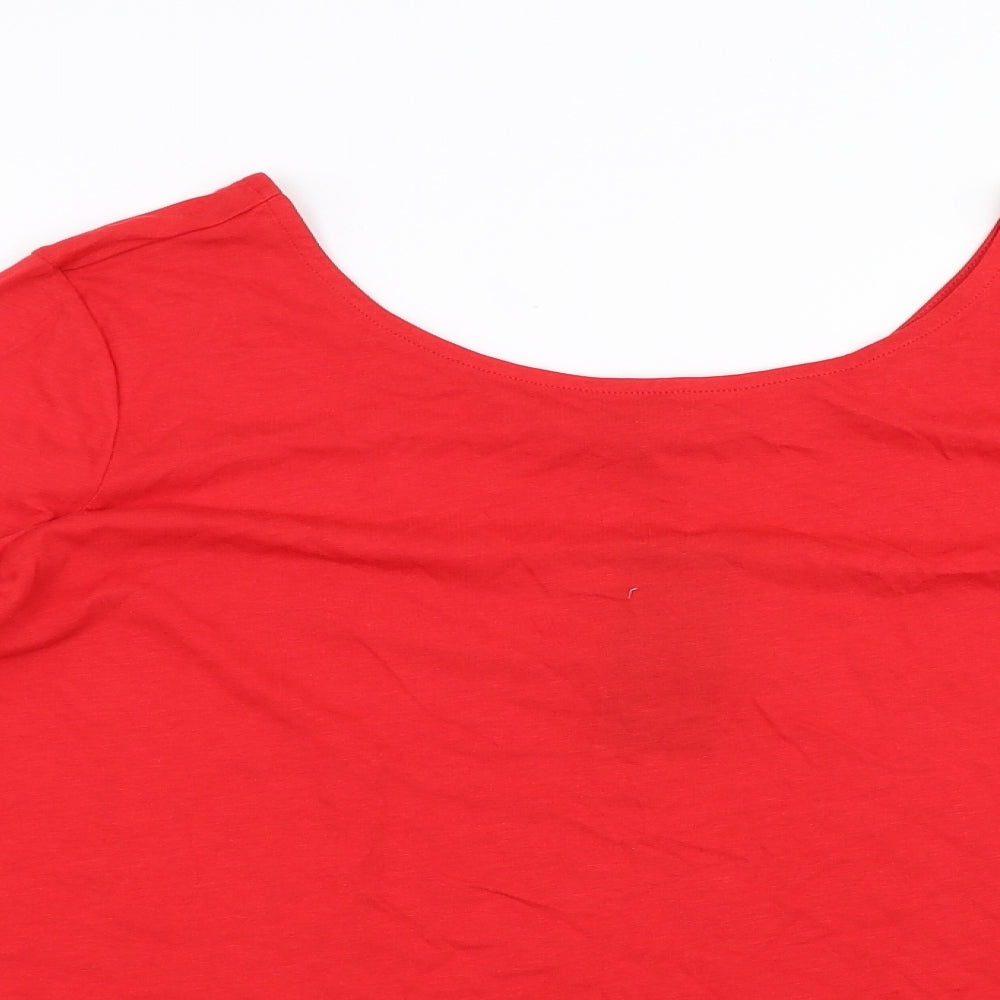 F&F Womens Red   Basic Blouse Size 16  - Crochet Sleeve Detail