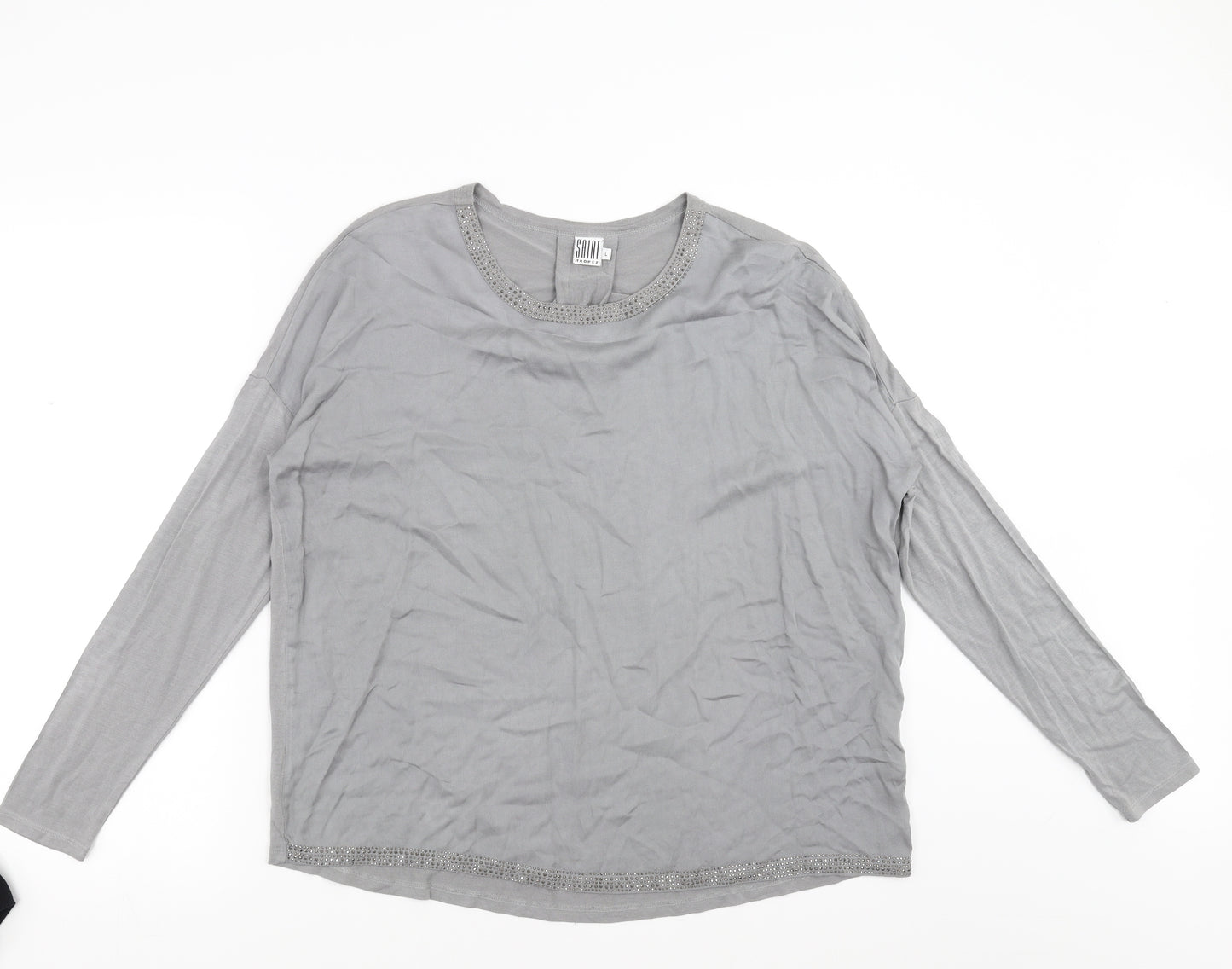 Saint Tropez Clothing Womens Grey   Basic Blouse Size L  - beaded