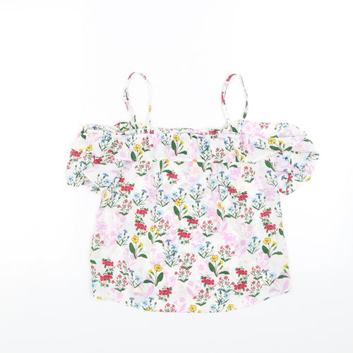 New Look Girls White Floral  Basic Blouse Size 14 Years
