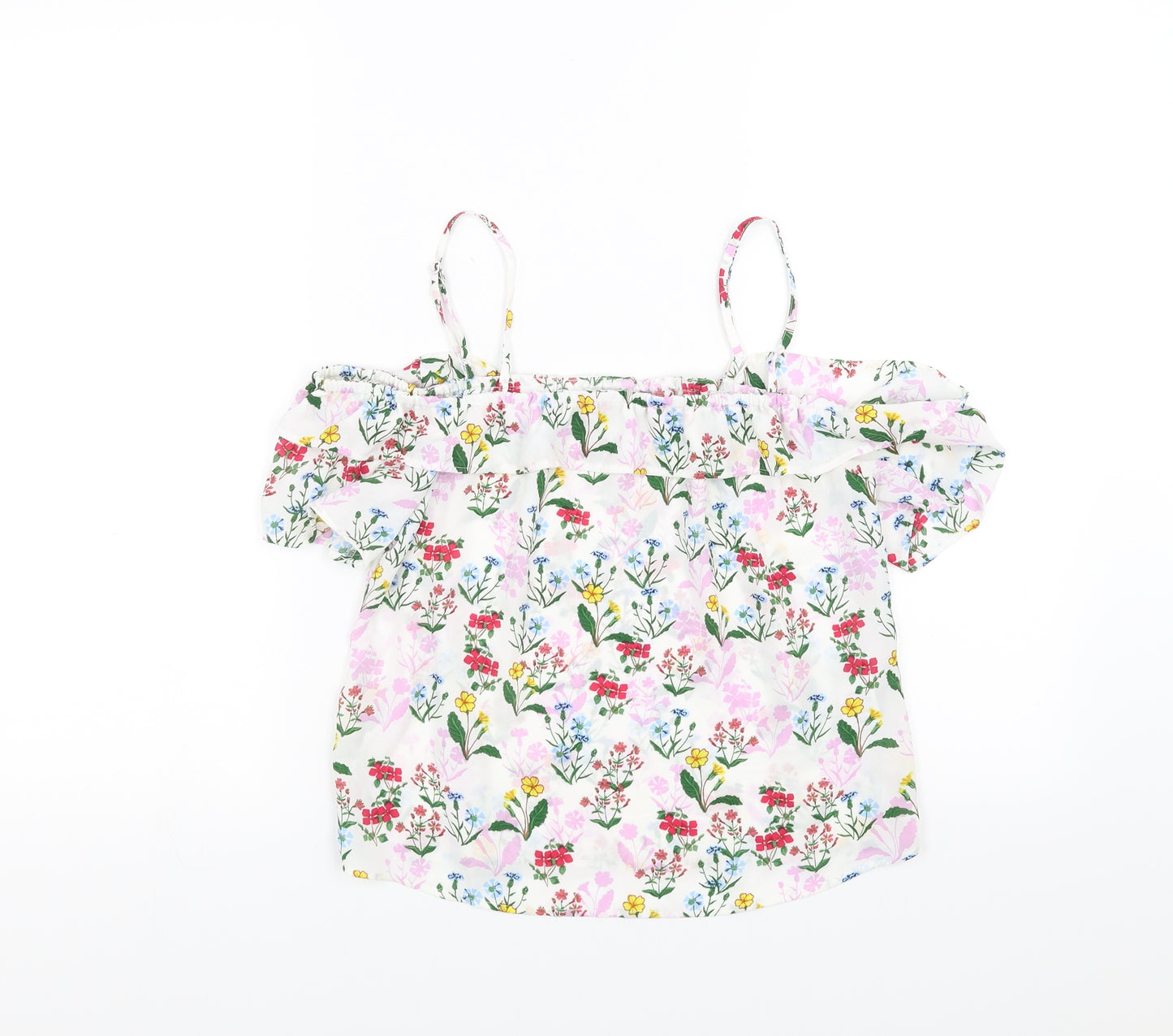 New Look Girls White Floral  Basic Blouse Size 14 Years