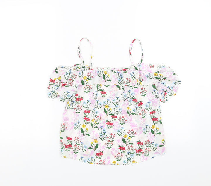 New Look Girls White Floral  Basic Blouse Size 14 Years