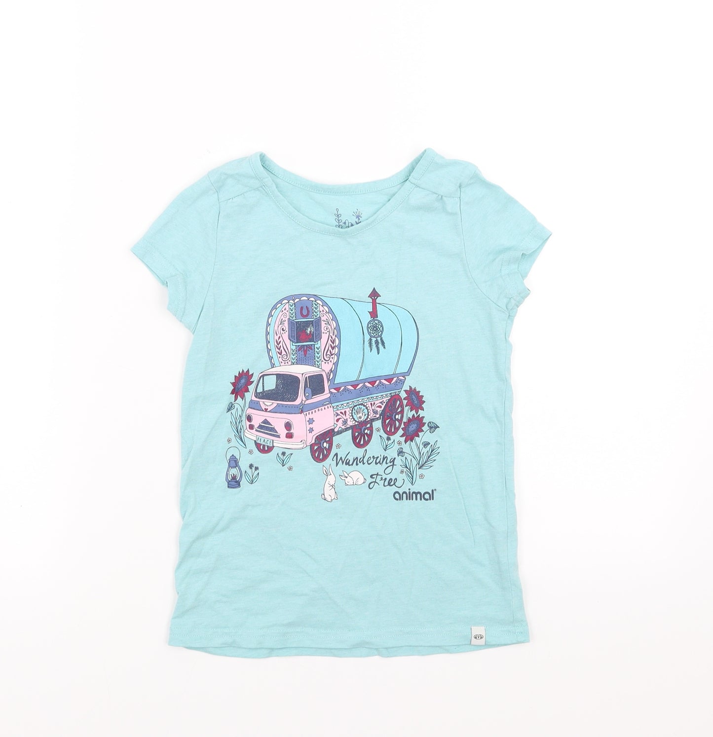 Animal Girls Green   Basic T-Shirt Size 7-8 Years