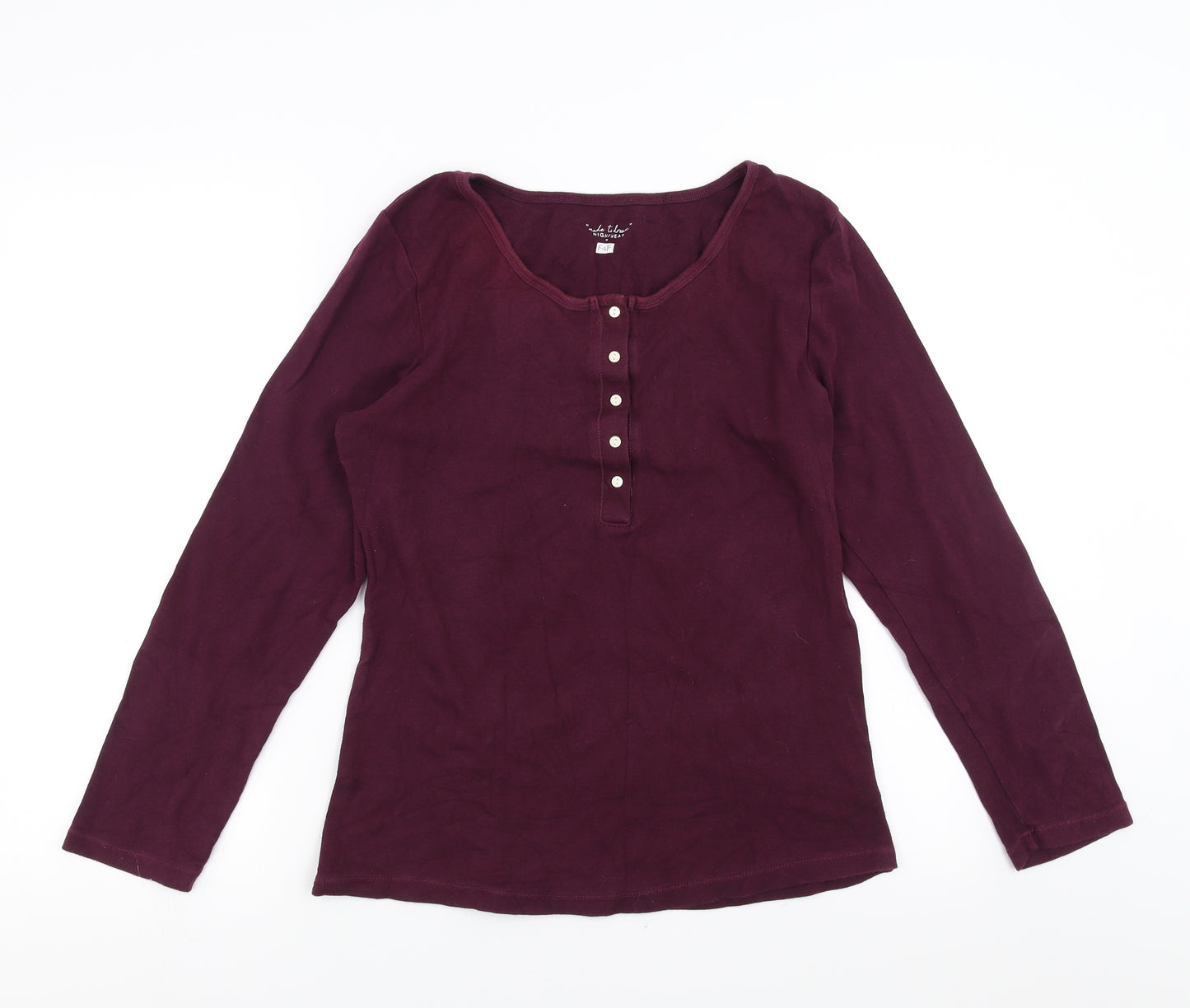 F&F Womens Purple Solid  Top Pyjama Top Size L