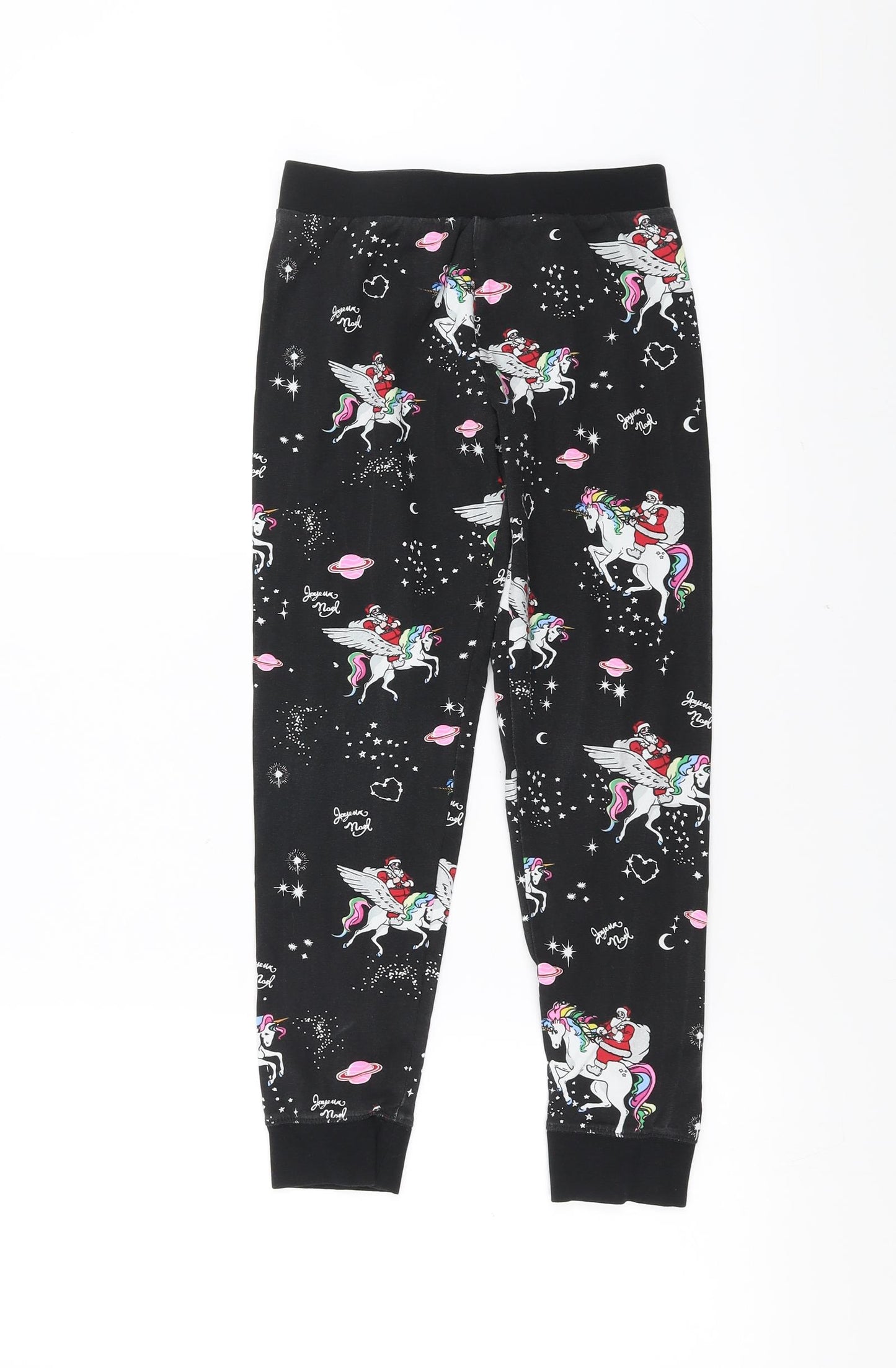 Marks and Spencer Girls Black    Pyjama Pants Size 8-9 Years  - christmas unicorn