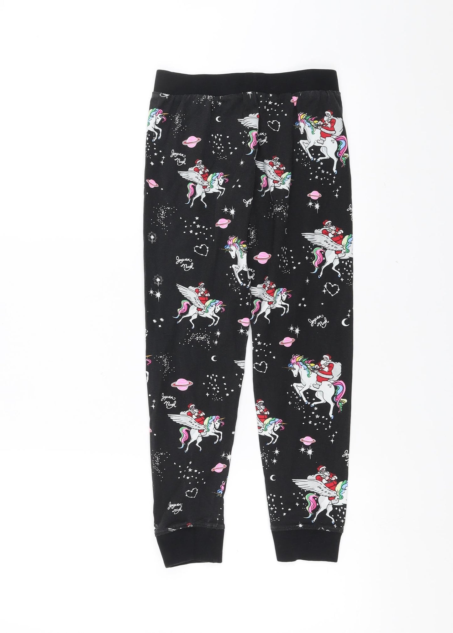 Marks and Spencer Girls Black    Pyjama Pants Size 8-9 Years  - christmas unicorn