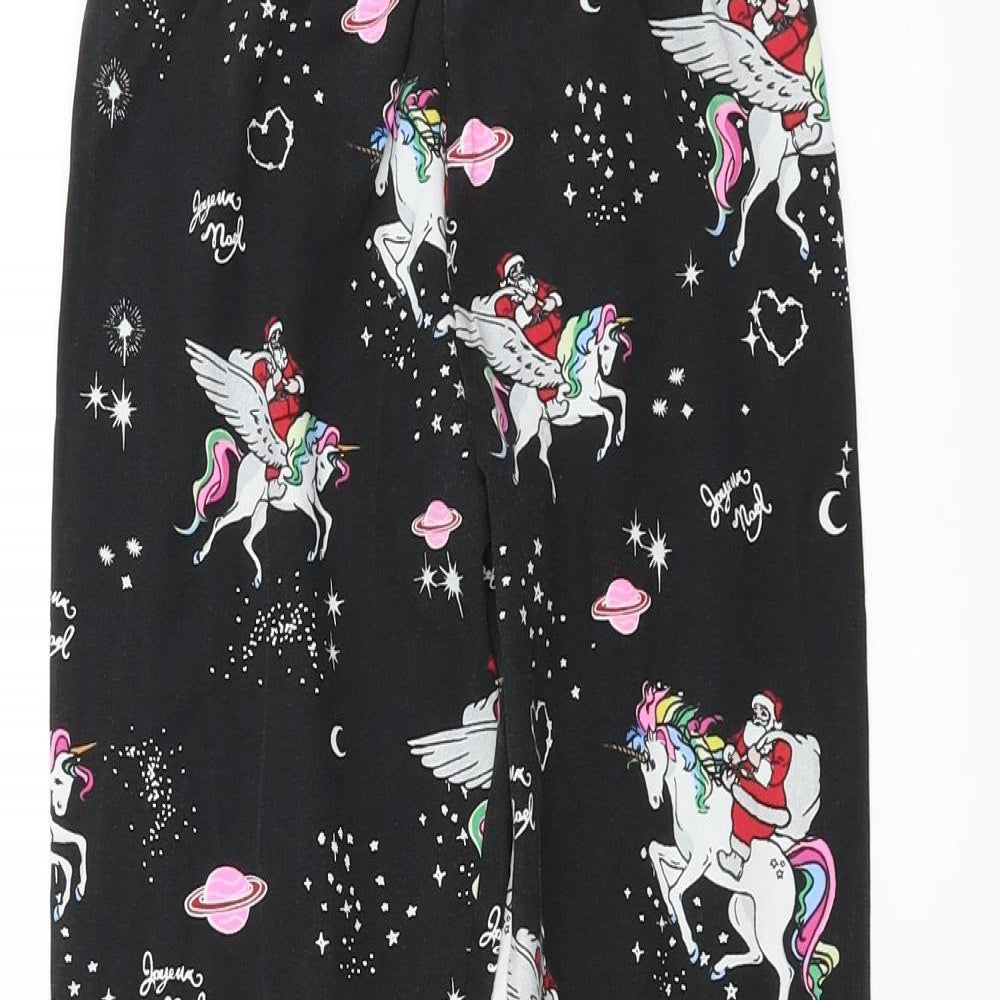 Marks and Spencer Girls Black    Pyjama Pants Size 8-9 Years  - christmas unicorn
