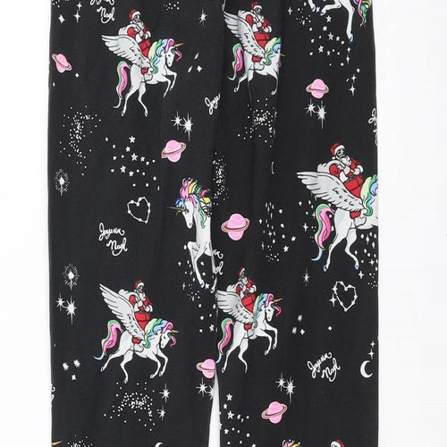 Marks and Spencer Girls Black    Pyjama Pants Size 8-9 Years  - christmas unicorn