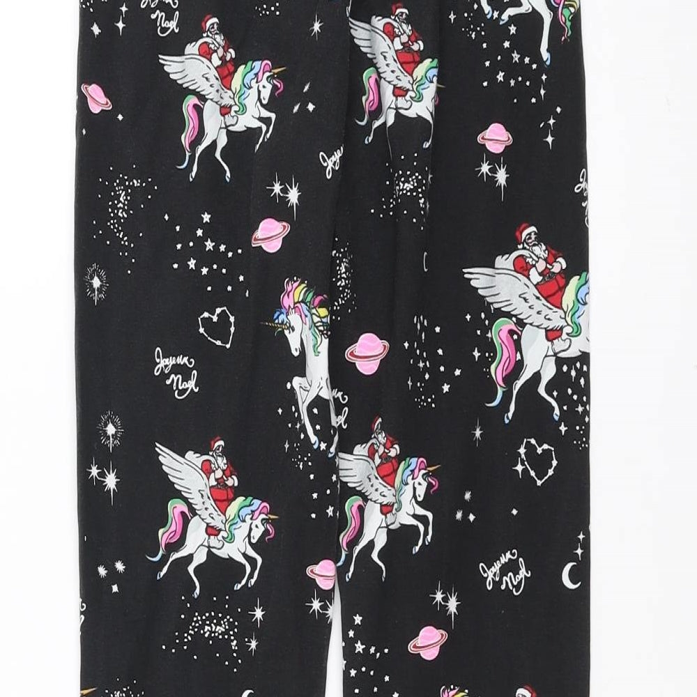 Marks and Spencer Girls Black    Pyjama Pants Size 8-9 Years  - christmas unicorn