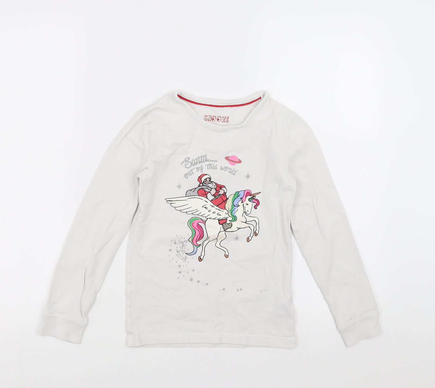 Marks and Spencer Girls White Solid  Top Pyjama Top Size 8-9 Years  - christmas