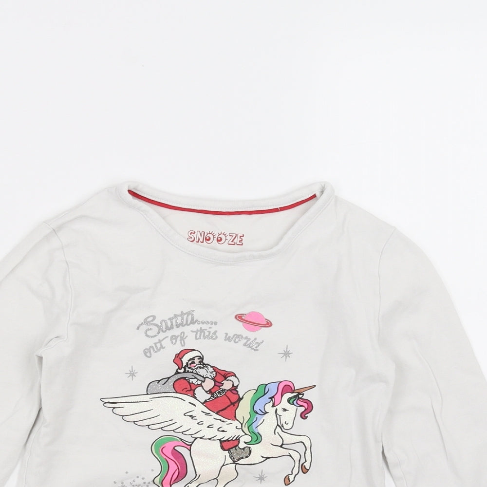 Marks and Spencer Girls White Solid  Top Pyjama Top Size 8-9 Years  - christmas