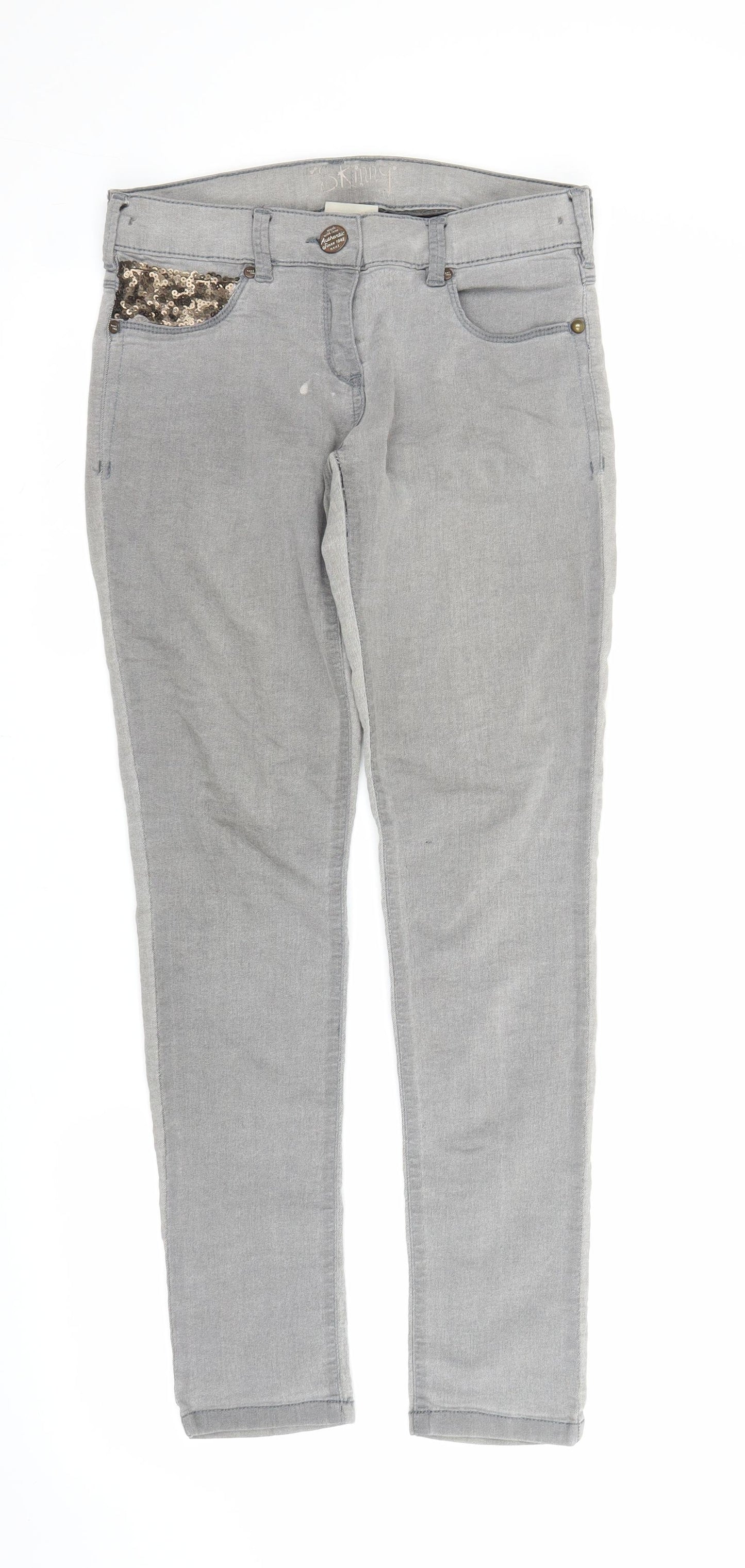 NEXT Girls Grey  Denim Skinny Jeans Size 12 Years