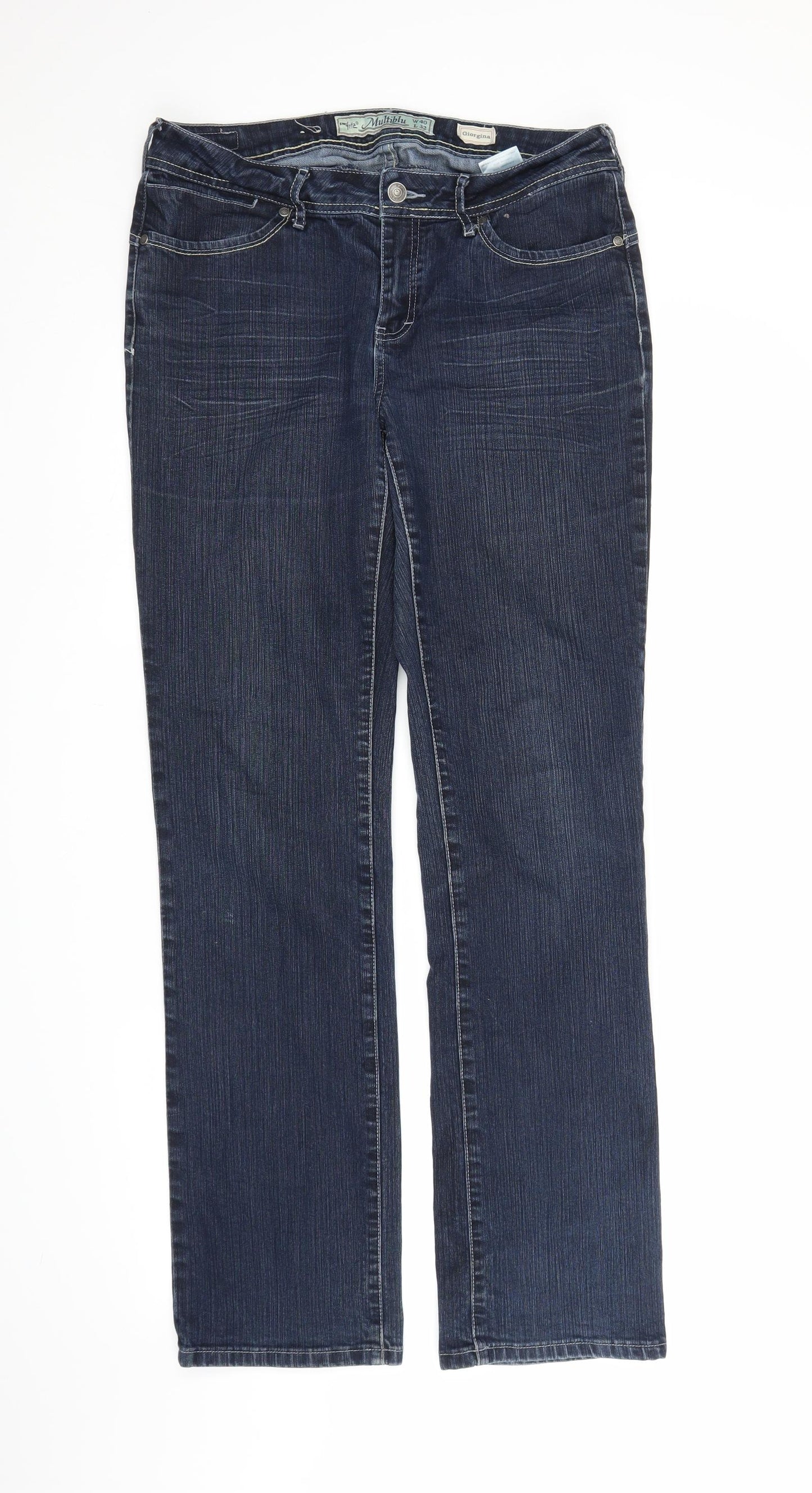 Multiblu Womens Blue  Denim Straight Jeans Size 40 in L32 in