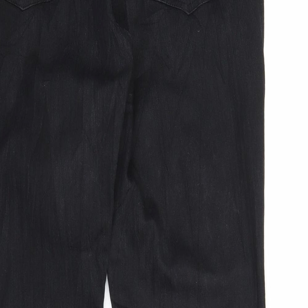 ADR Womens Black Floral Denim Bootcut Jeans Size 14 L28 in