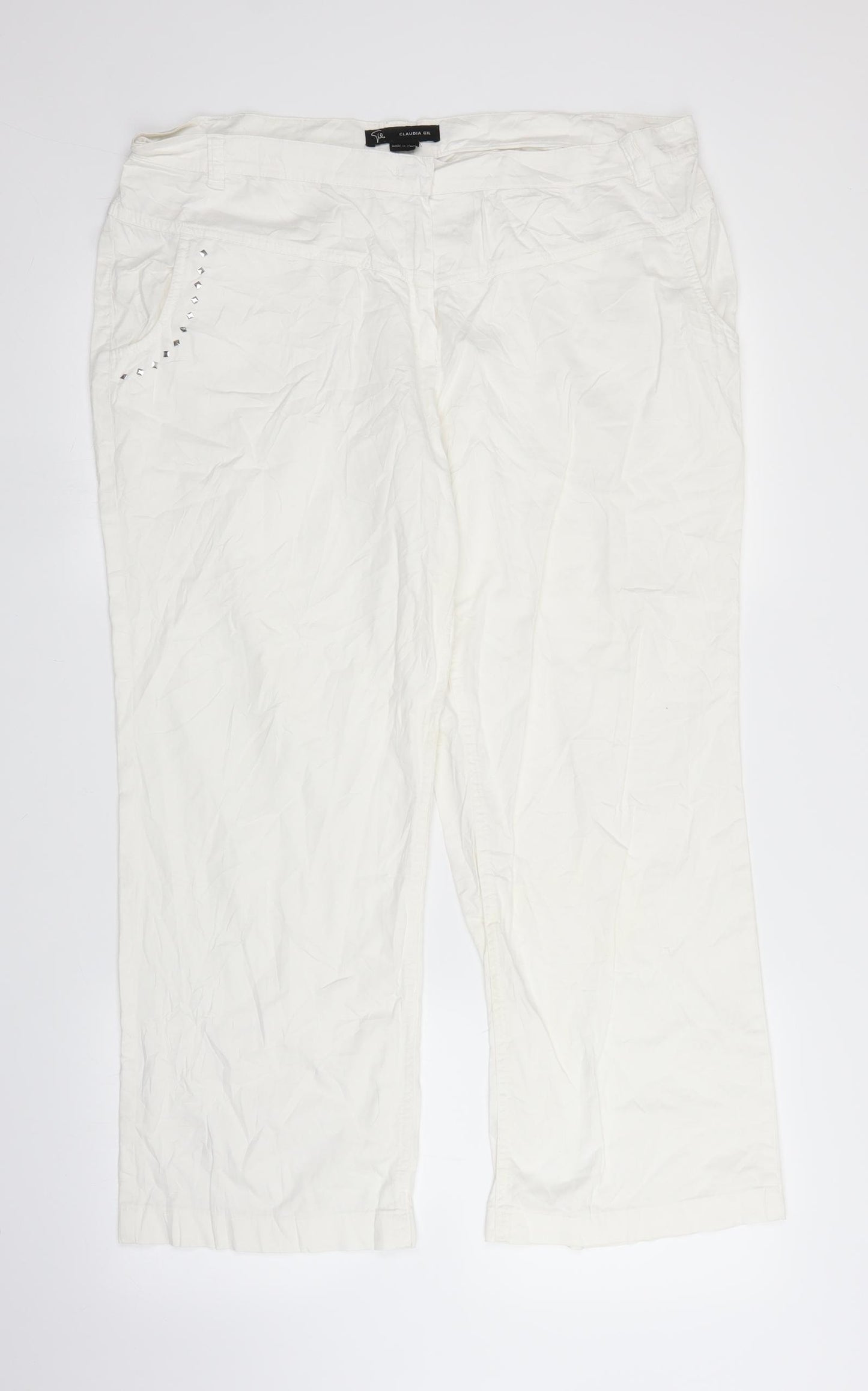 Claudia Gil Womens White   Capri Trousers Size 28 L27 in