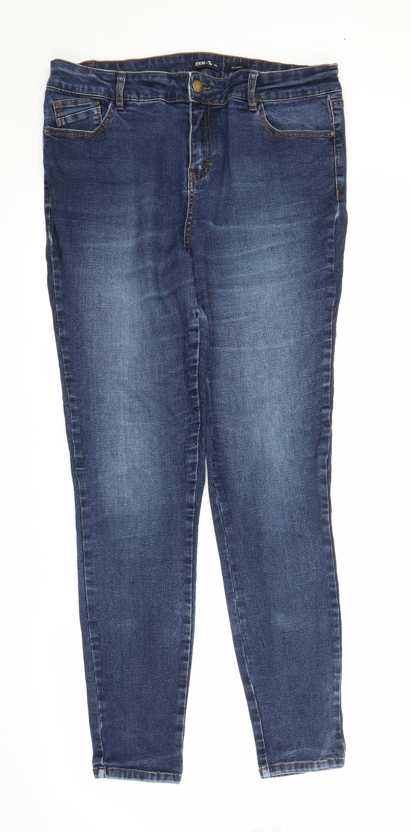 TU Womens Blue  Denim Skinny Jeans Size 16 L27 in