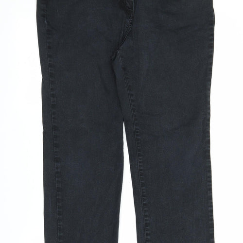 M&S Womens Black  Denim Straight Jeans Size 16 L27 in