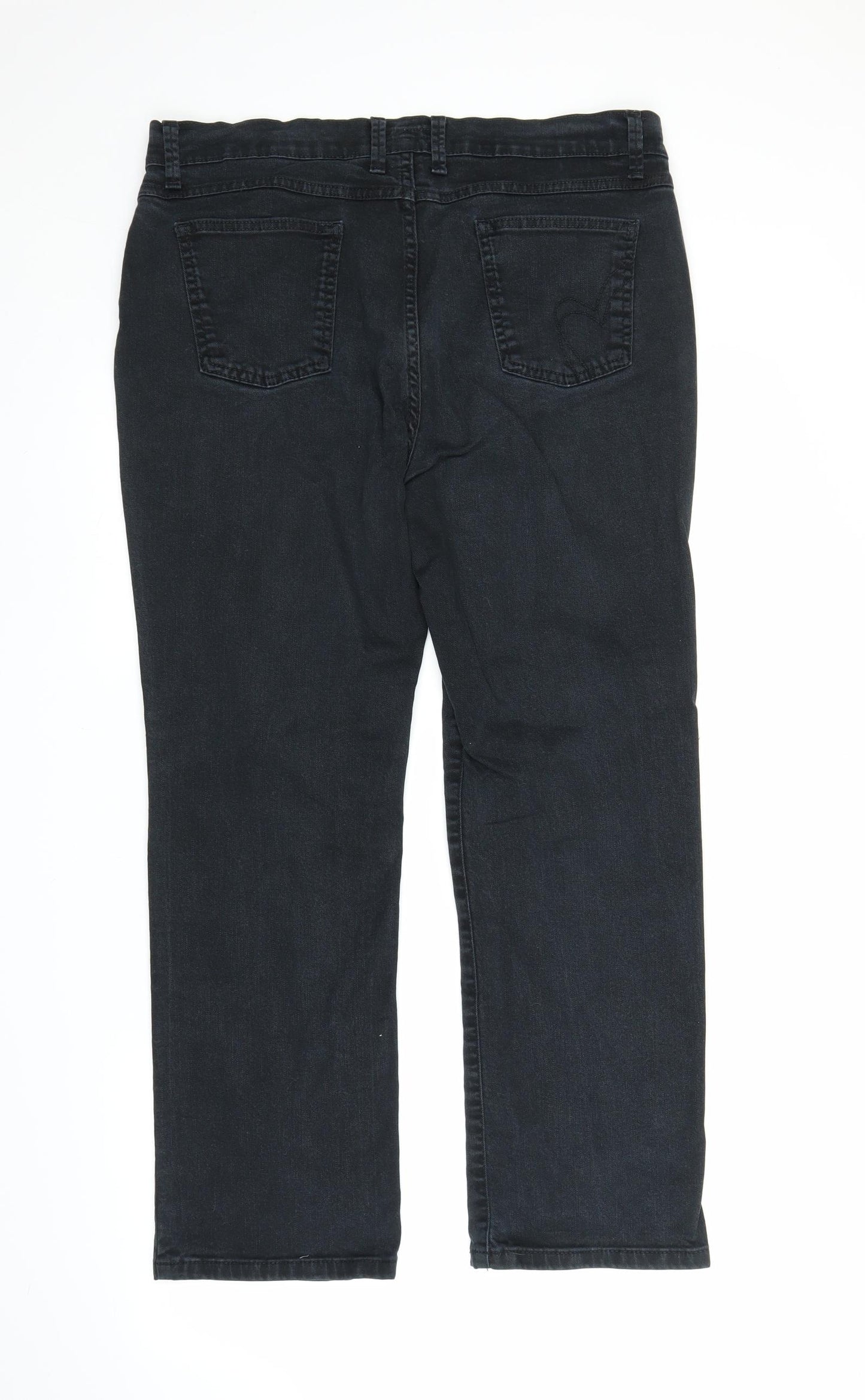M&S Womens Black  Denim Straight Jeans Size 16 L27 in