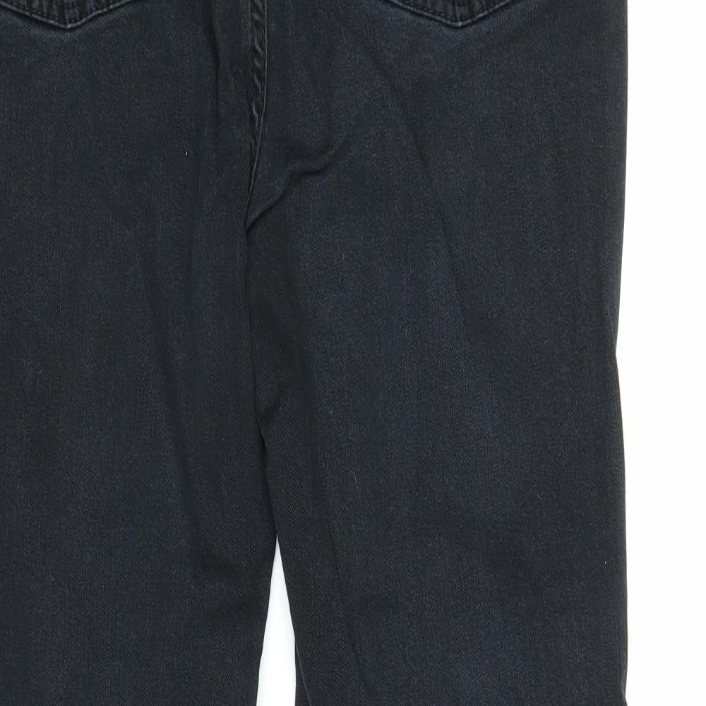 M&S Womens Black  Denim Straight Jeans Size 16 L27 in