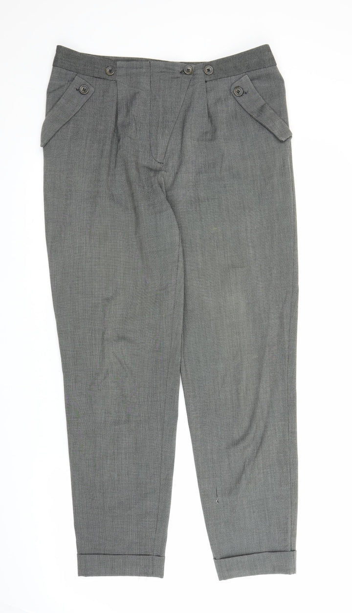 New Look Womens Grey Carrot Trousers Size 12 L26 in