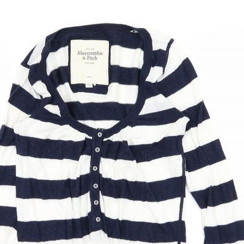 Abercrombie & Fitch Mens White Striped   T-Shirt Size L