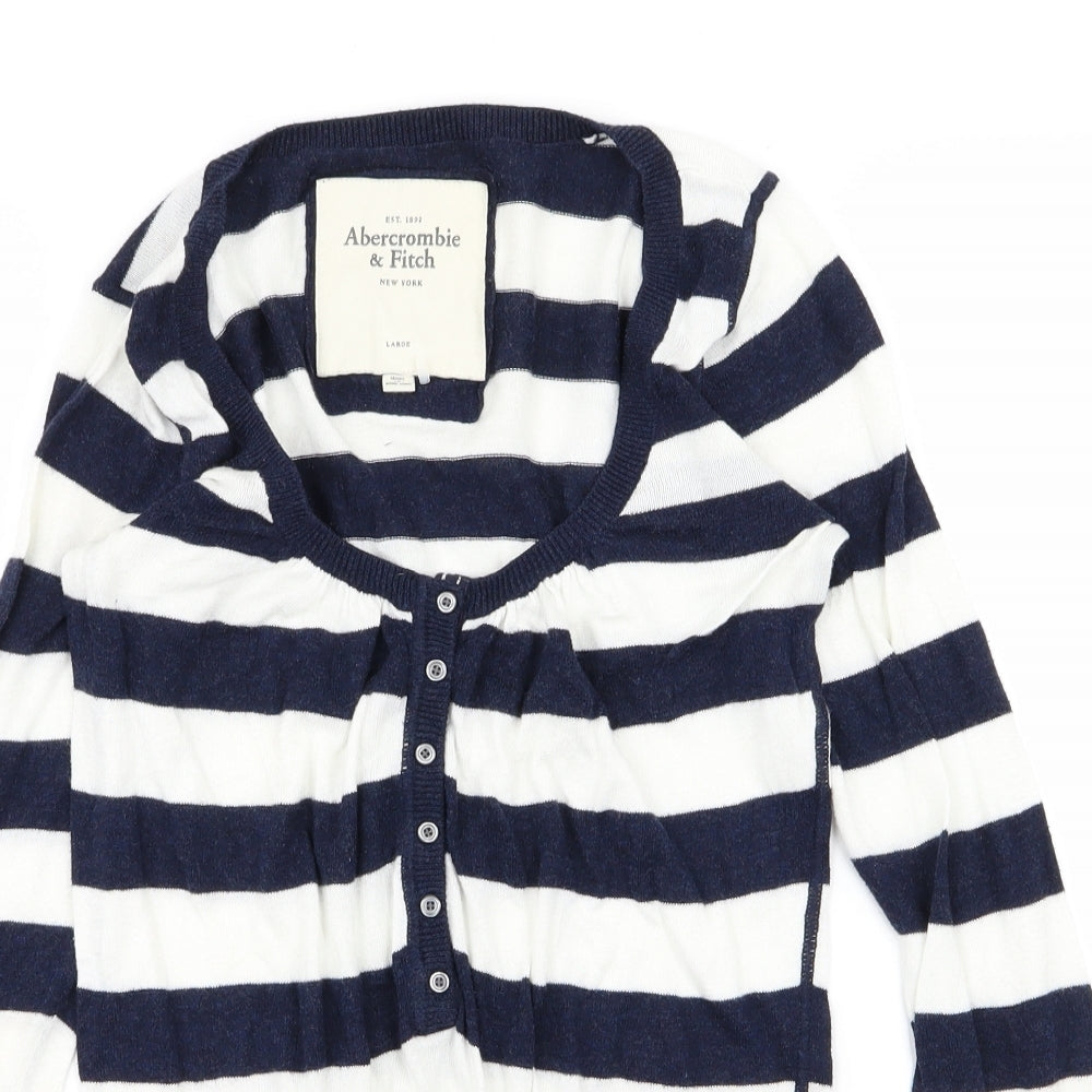 Abercrombie & Fitch Mens White Striped   T-Shirt Size L