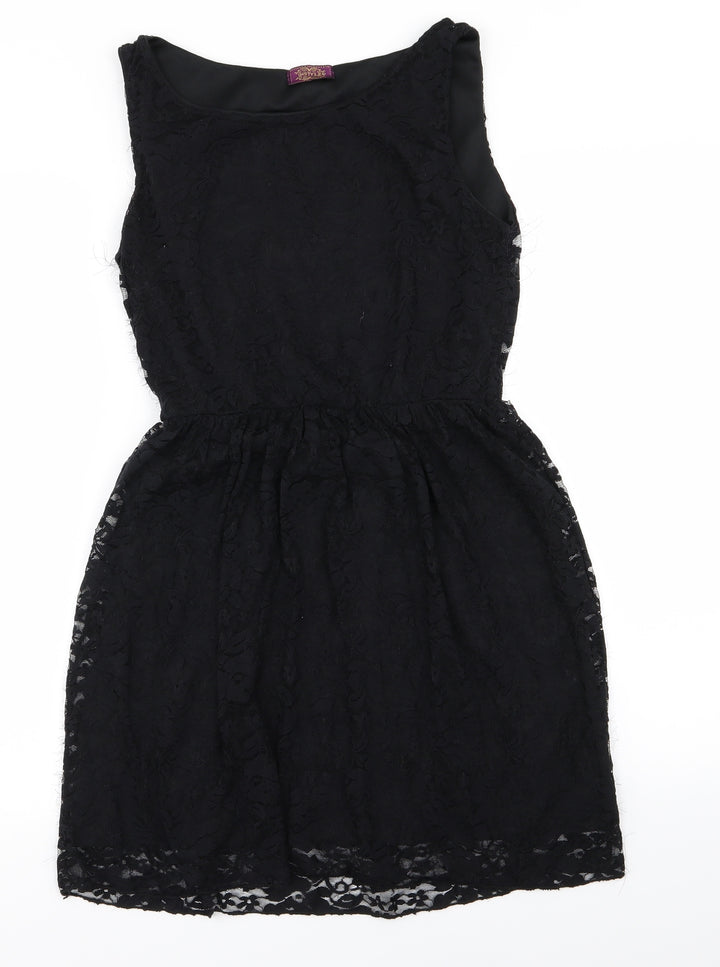 Instyle Womens Black Floral Fit & Flare Size M