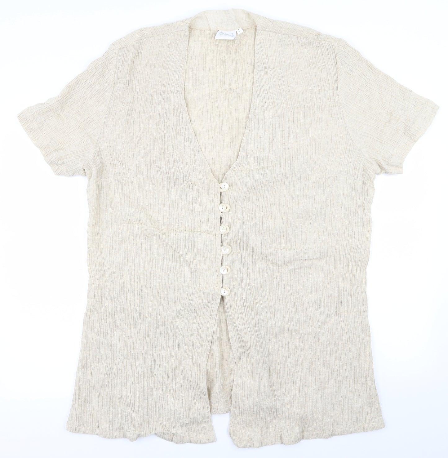 AWOMOLE Womens Beige   Basic T-Shirt Size L