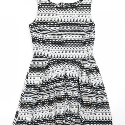 MELA LOVE LONDON Womens White Geometric  Fit & Flare  Size 10