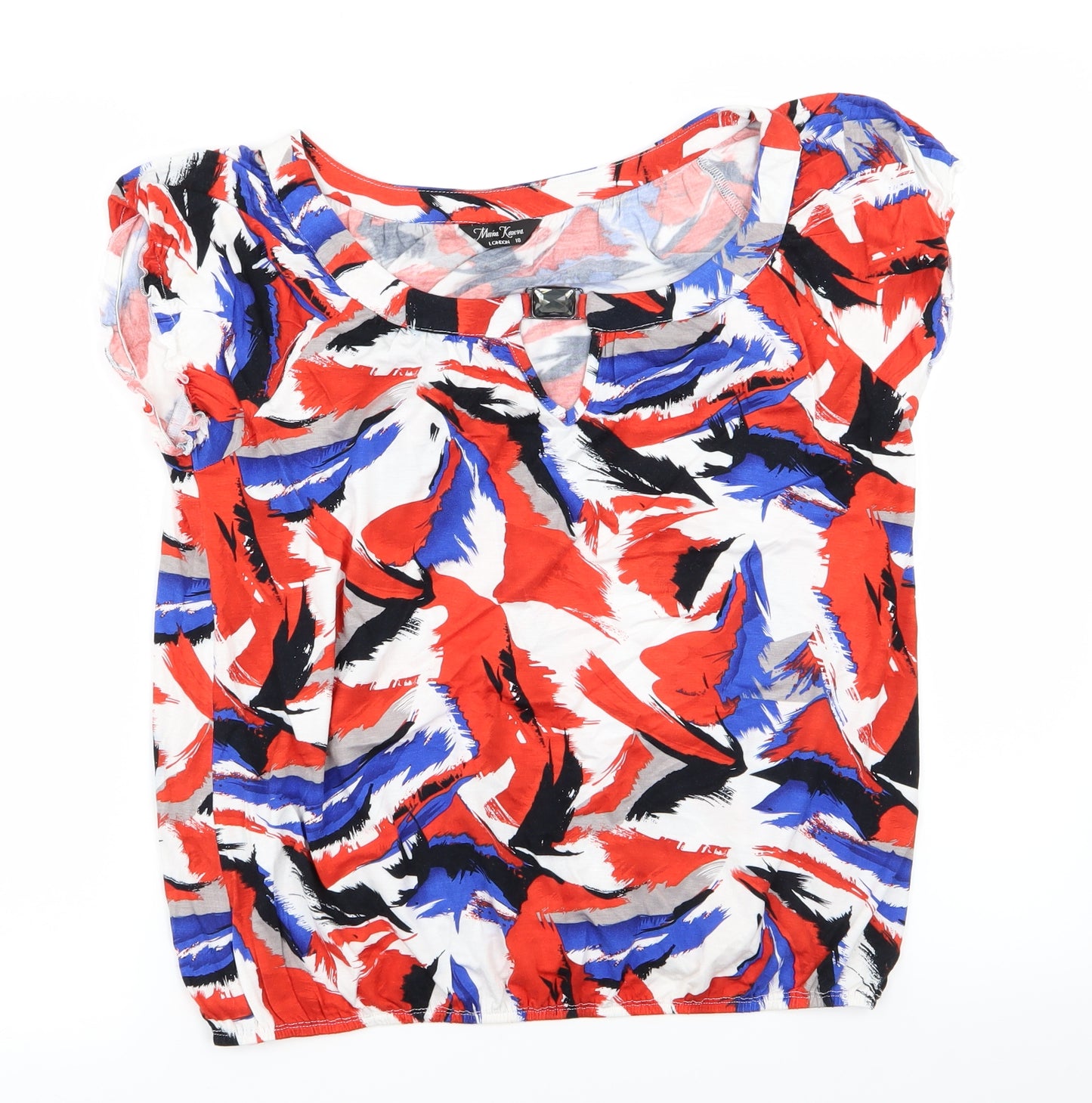 Maria Kaveva Womens Multicoloured Geometric  Basic T-Shirt Size 18