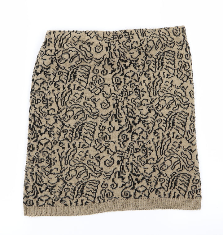 Preworn Womens Beige Geometric Mini Skirt Size S - Stretch waistband