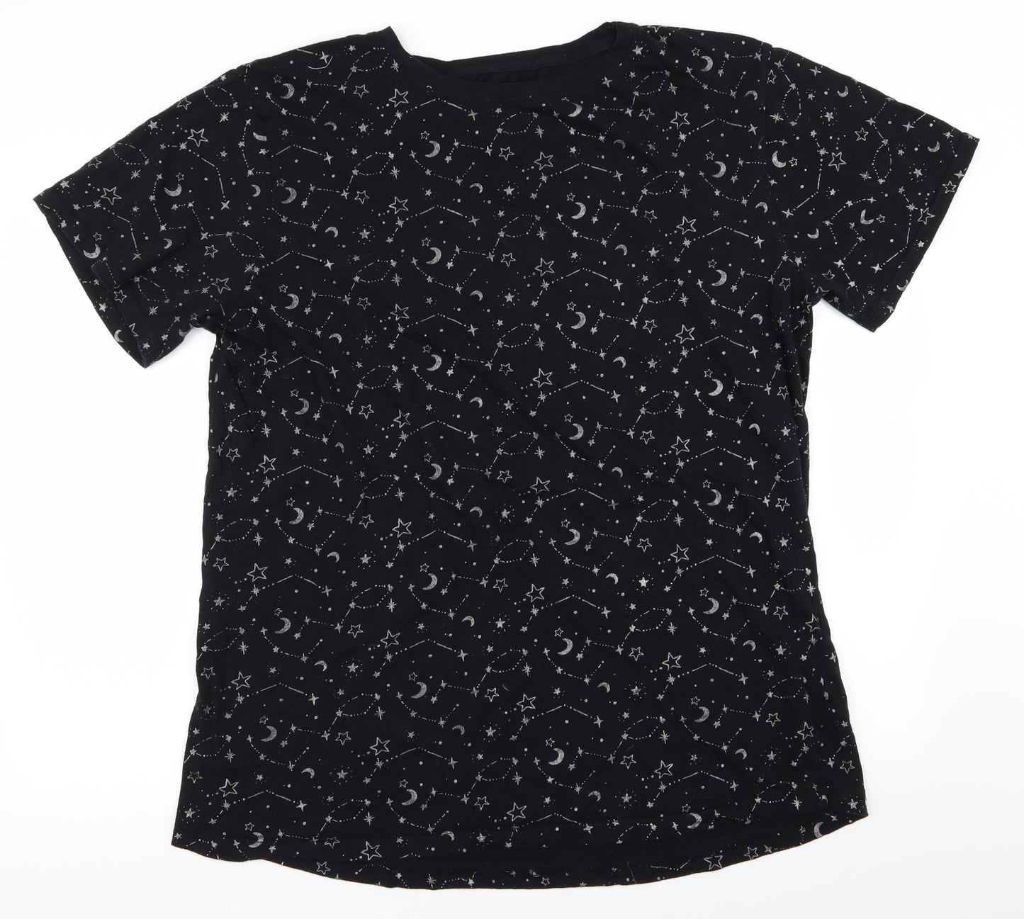 Primark Womens Black Geometric  Basic T-Shirt Size 12