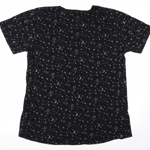 Primark Womens Black Geometric  Basic T-Shirt Size 12