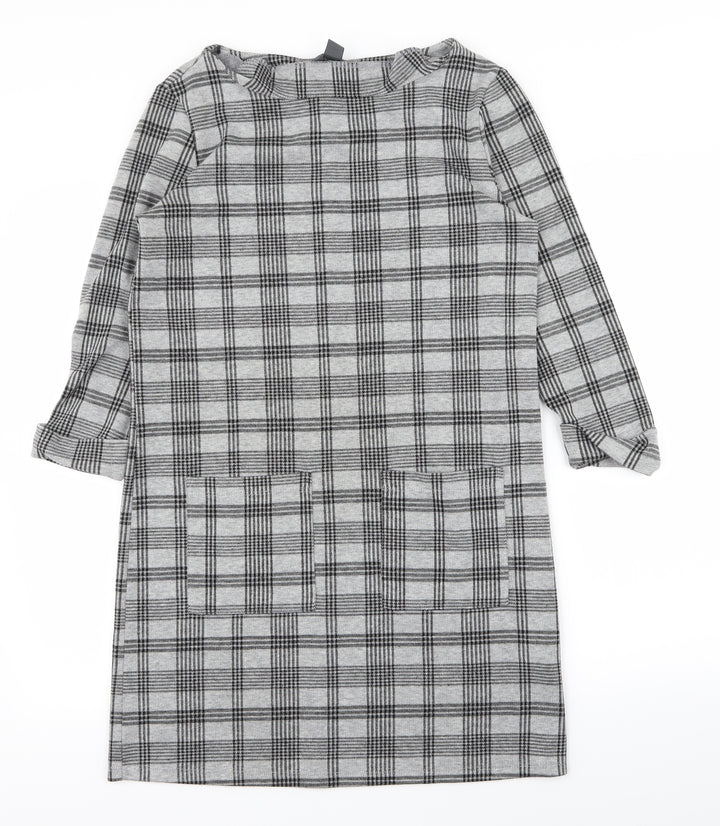 Primark Womens Grey Check T-Shirt Dress Size 8