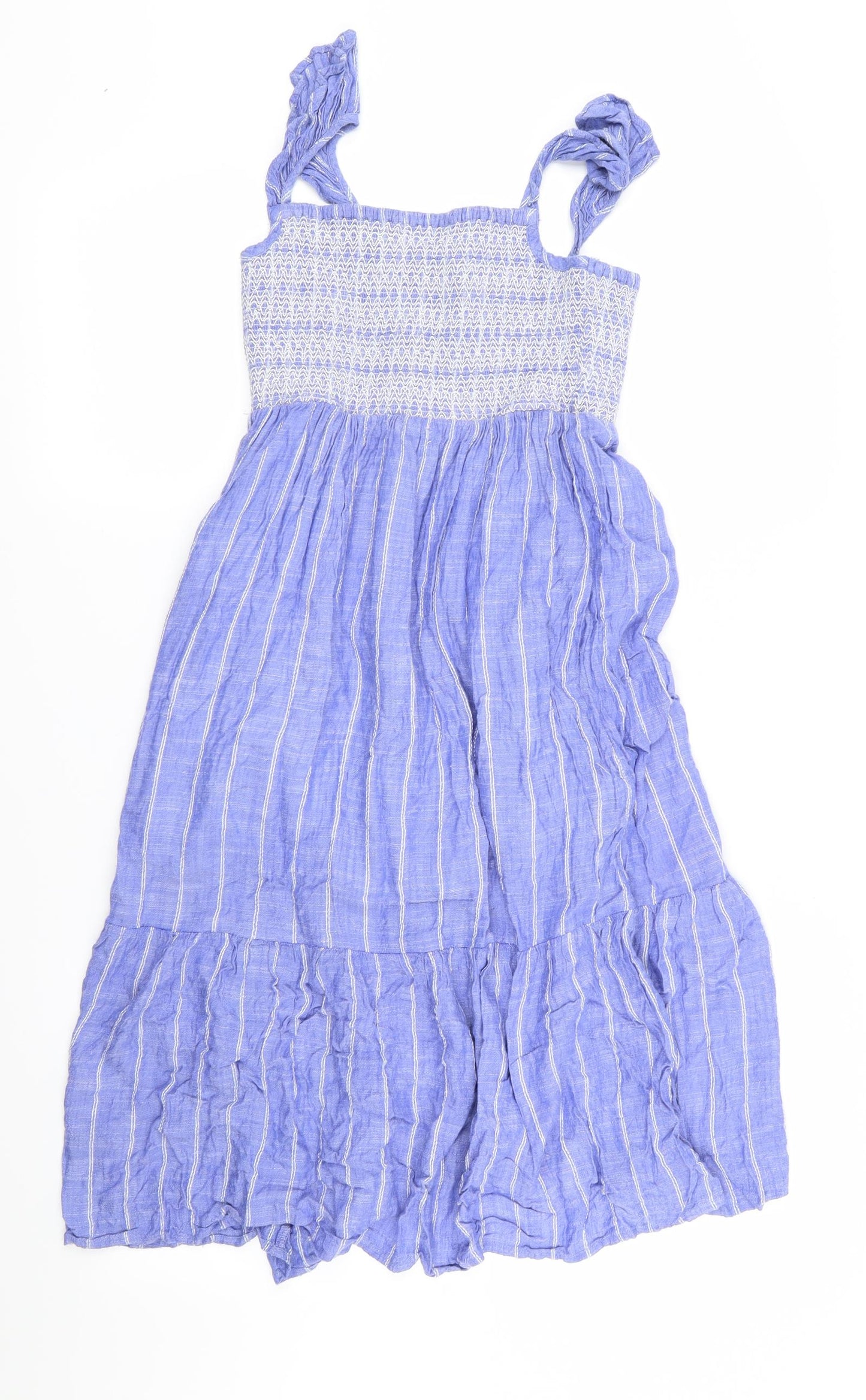 ASDA GEORGE Girls Blue Striped  Fit & Flare  Size 8-9 Years