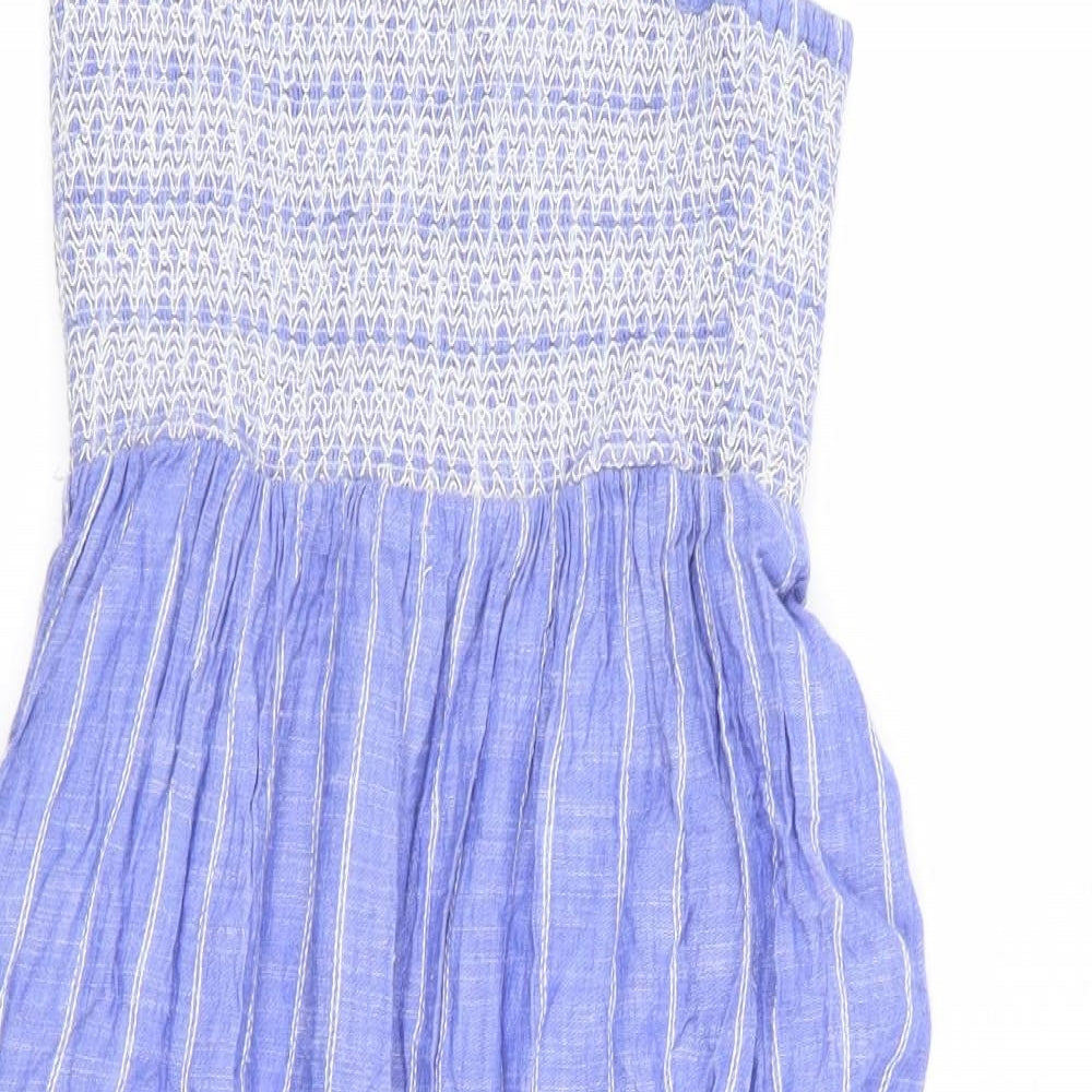 ASDA GEORGE Girls Blue Striped  Fit & Flare  Size 8-9 Years