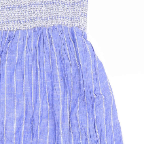 ASDA GEORGE Girls Blue Striped  Fit & Flare  Size 8-9 Years