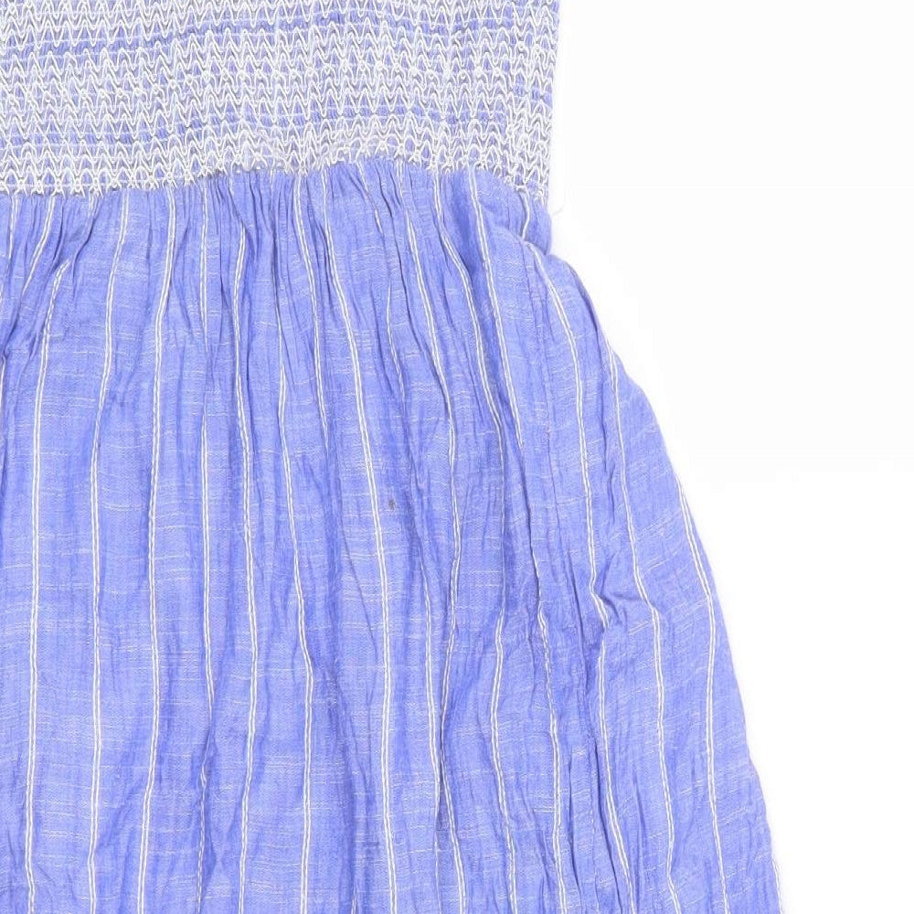 ASDA GEORGE Girls Blue Striped  Fit & Flare  Size 8-9 Years