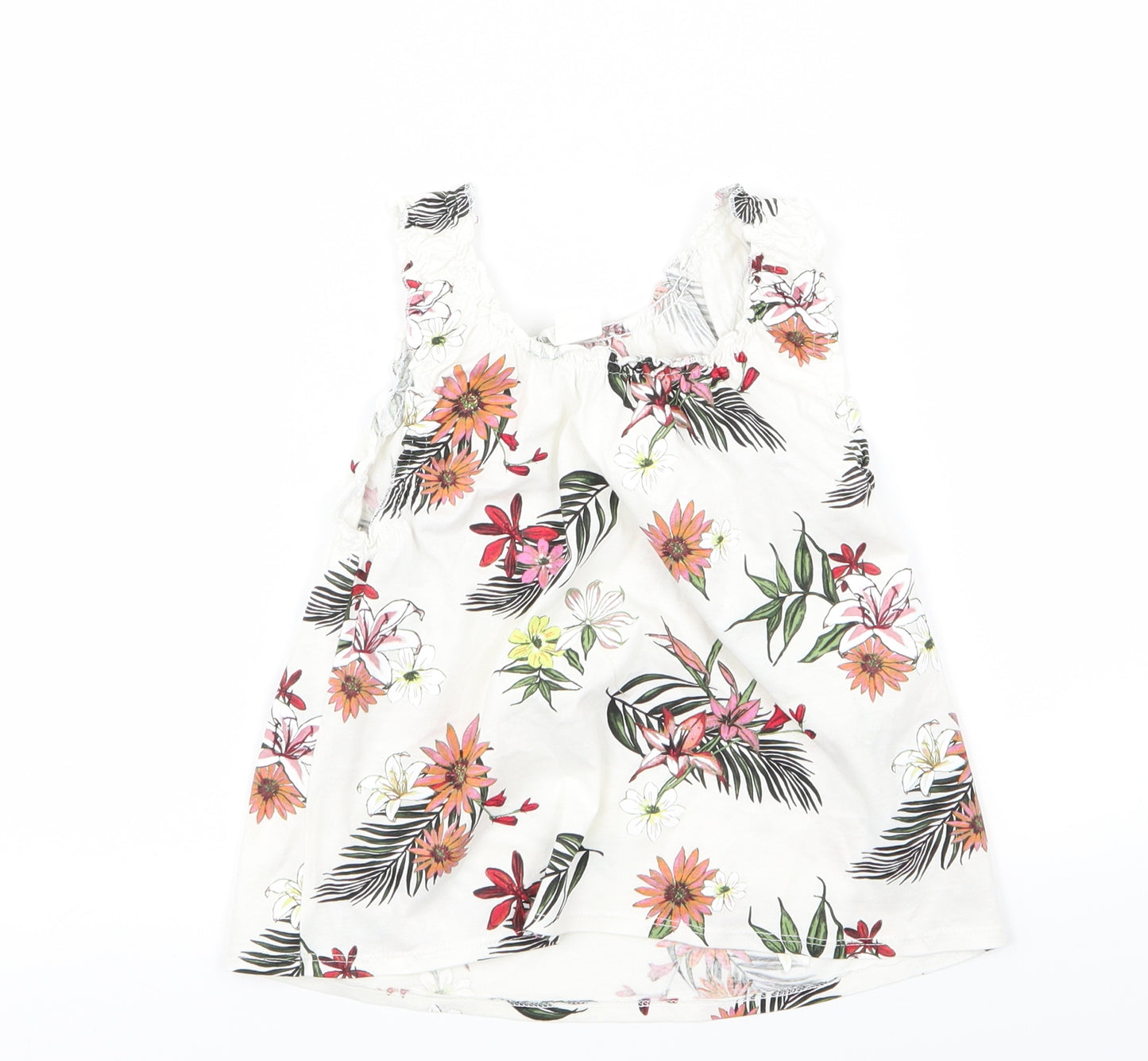 H&M Girls White Floral  Basic Tank Size 2-3 Years