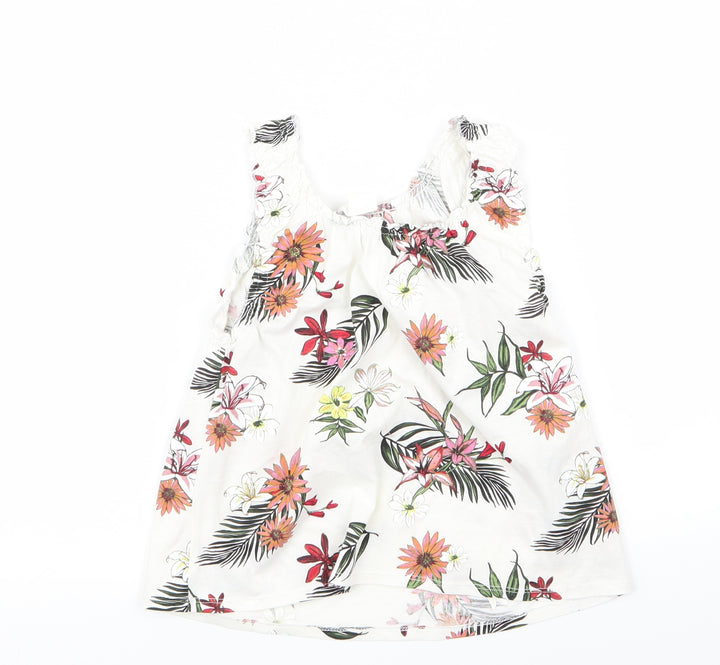 H&M Girls White Floral  Basic Tank Size 2-3 Years