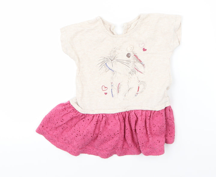 Matalan Girls Beige Fit & Flare Size 9-12 Months