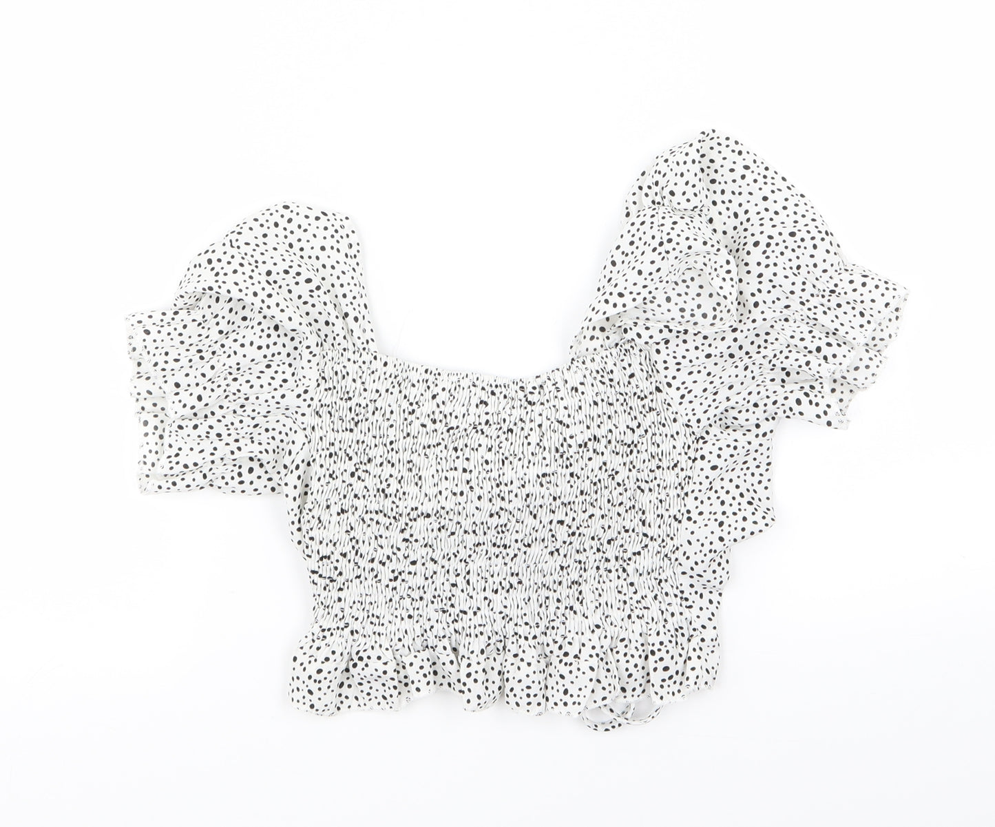 SheIn Womens White Polka Dot  Basic T-Shirt Size S  - crop