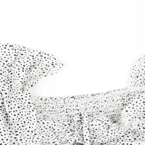 SheIn Womens White Polka Dot  Basic T-Shirt Size S  - crop