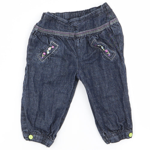 F&F Girls Blue   Cargo Trousers Size 6-9 Months